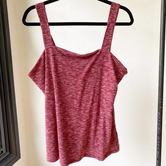 BOBEAU for NORDSTROM Women's Maroon Space Dye Sleeveless Ribbed Knit Shell sz XL - Picture 2 of 13